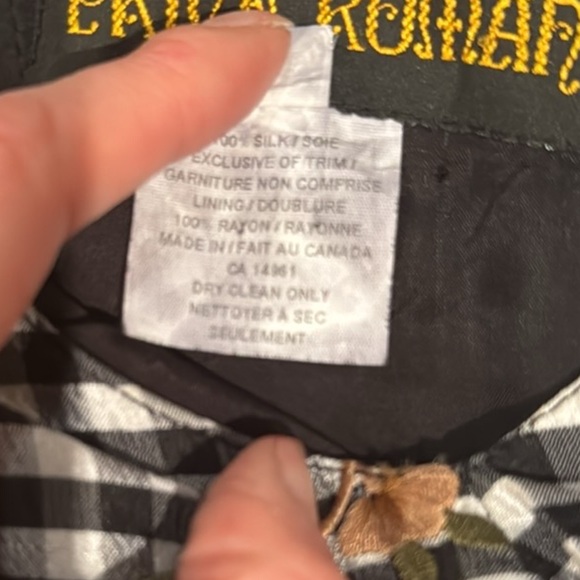 Vintage 100% Silk Embroidered Gingham Cottagecore Fit & Flare Dress - Picture 8 of 11